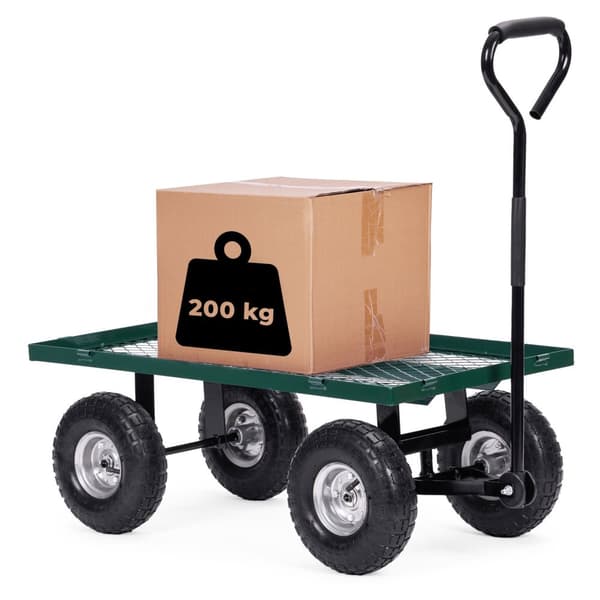Puutarhakuljetuskärry, 200 kg, avattavat sivupaneelit, suuret puhallettavat pyörät, MultiGarden
