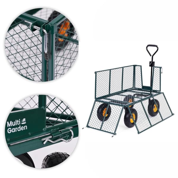 Havetransportvogn, 400 kg, til traktor, åbne sidepaneler, store oppustelige hjul, MultiGarden