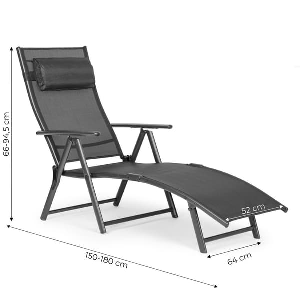 Sammenleggbar strandhageseng, justerbar rygg, stålramme, grå, MultiGarden