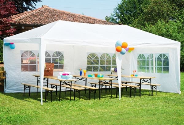 Hage kommersielle paviljongtelt, 3x6 m, 6 vegger, hvit, MultiGarden