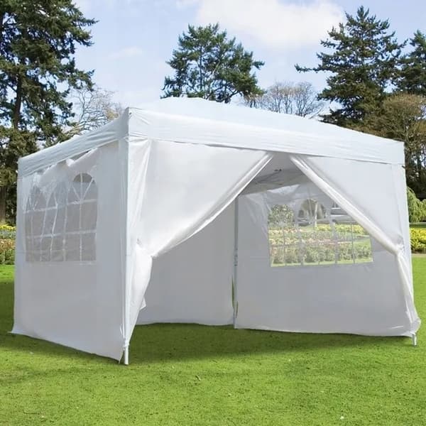 Hage kommersielle paviljongtelt, 3x3 m, 4 vegger, hvit, MultiGarden