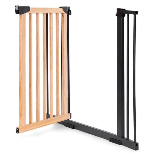 Turvaportti, 74-130 cm, portaisiin ja oviin, metallia ja puuta, lisäpaneelit