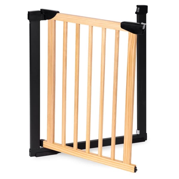 Skyddsgrind, 74-80 cm, för trappor och dörrar, metall och trä, ECOTOYS