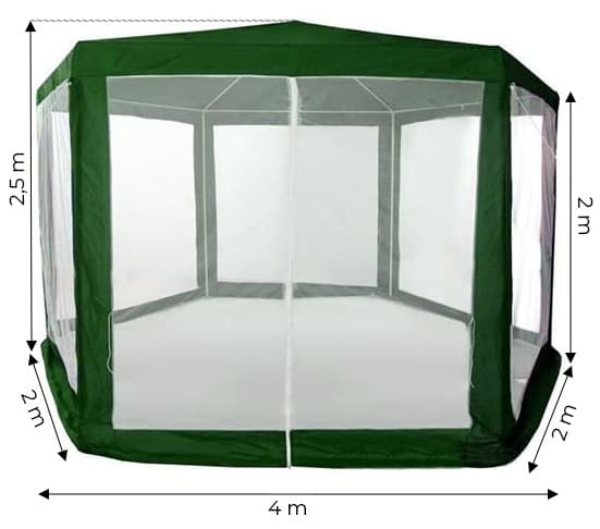 Have kommercielt pavillontelt, 2x2x2 m, med myggenet, grønt, MultiGarden