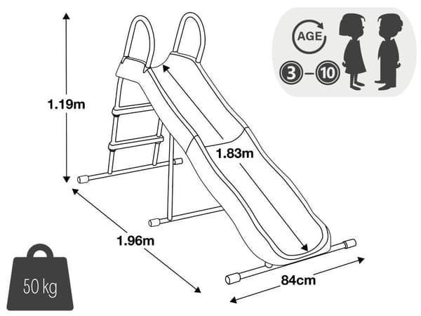 Haverutsjebane til børn 183 cm stålplast - 44106 INTEX