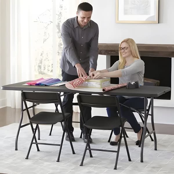 Cateringbord 180 cm, foldbart til kuffert, sort, ModernHome