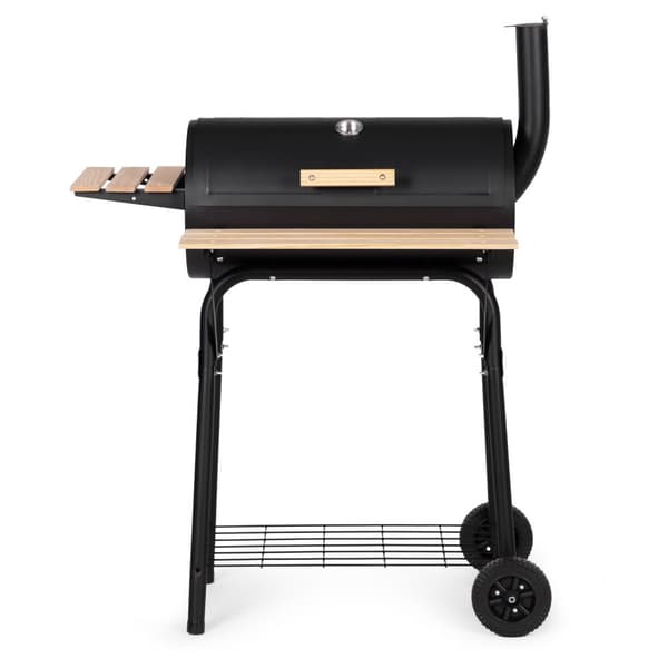 Stor hagegrill med termometer, skorstein, 3 hyller, hjul, MultiGarden