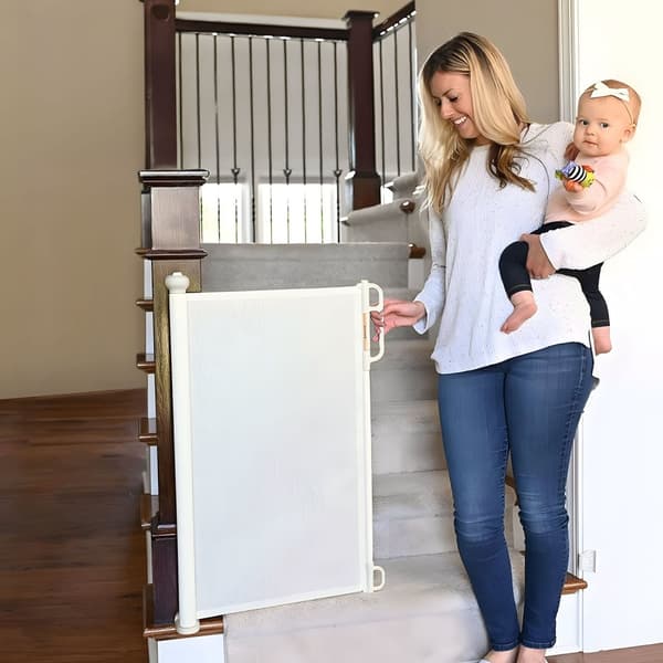 Skyddsgrindsspärrrulle, 180 cm, skyddande för trappor och dörrar, beige, ECOTOYS
