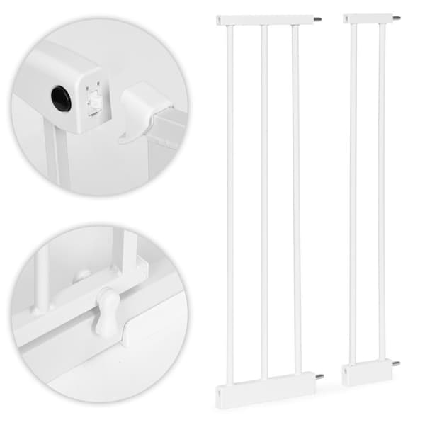 Skyddsgrind, 74-105 cm, för trappor och dörrar, stål, tilläggspaneler, vit, ECOTOYS