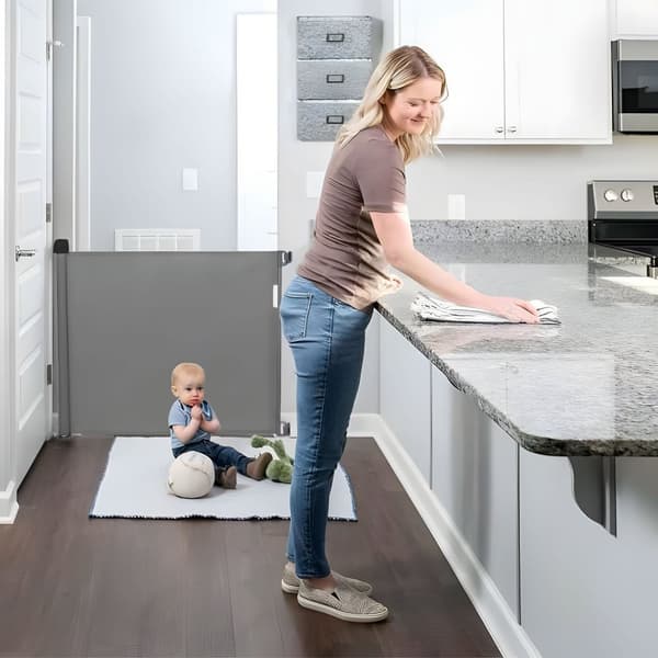 Skyddsgrindsspärrrulle, 180 cm, skyddande för trappor och dörrar, grå, ECOTOYS