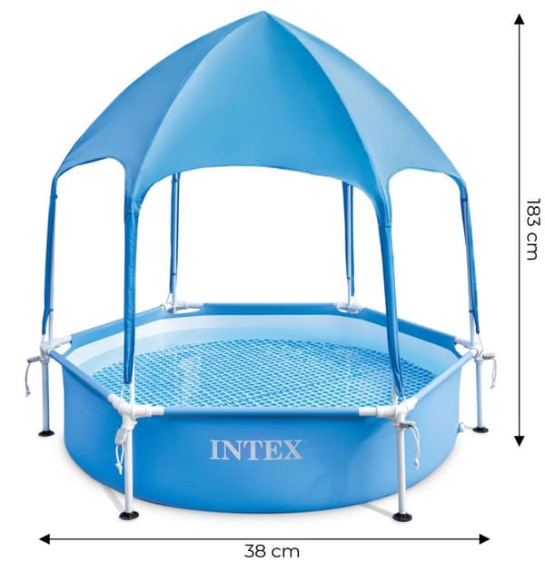 Soppebassin med rund ramme med baldakin 183x38 cm INTEX 28209