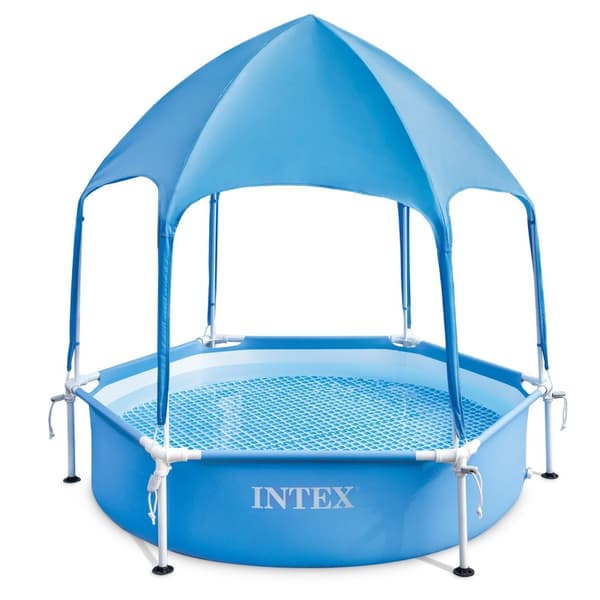 Soppebassin med rund ramme med baldakin 183x38 cm INTEX 28209