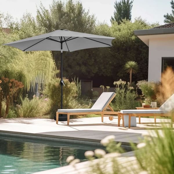 Sammenfoldelig havebalkonparasol, justerbar, 210 cm, grå