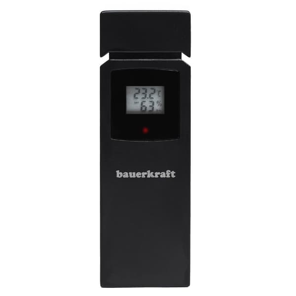 Baggrundsbelyst trådløs vejrstation med udendørs sensor, termometer, barometer, ur