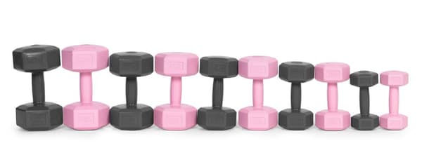 Hex håndvægte sæt 2x1 kg, træningsvægte, fitness belastning, pink, ModernHome