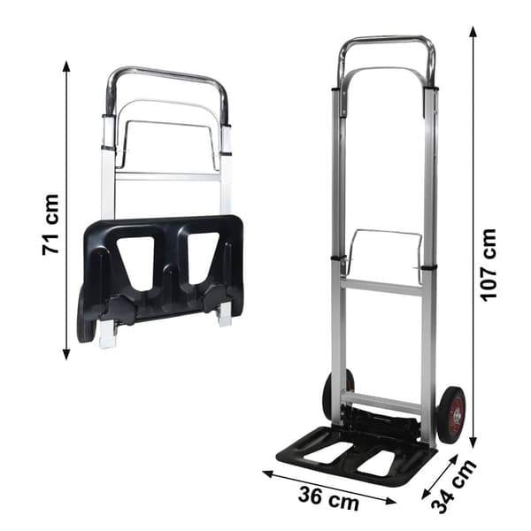 Sammenleggbar vogn i aluminium, transportlagervogn, 90 kg kapasitet