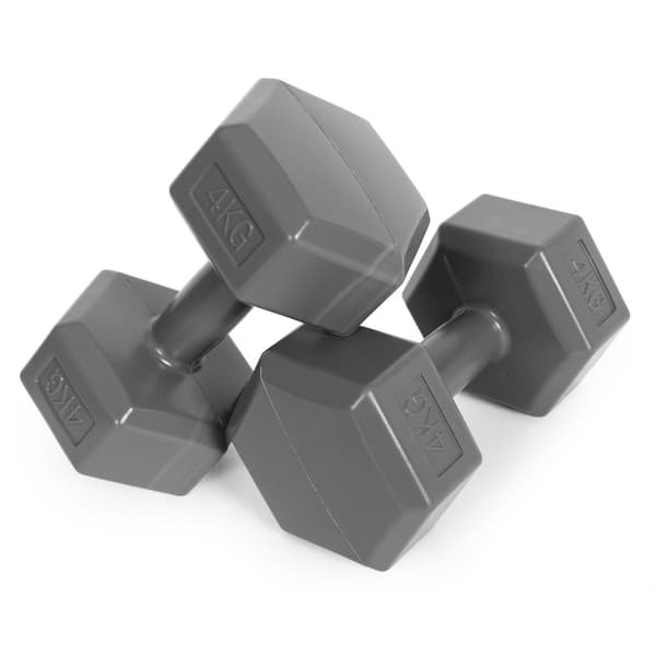 Hex manualer sett 2x4 kg, treningsvekter, fitness belastning, grå, ModernHome