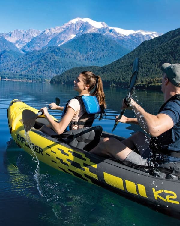 Oppustelig kajak Explorer K2 til 2 personer padler + pumpe INTEX 68307