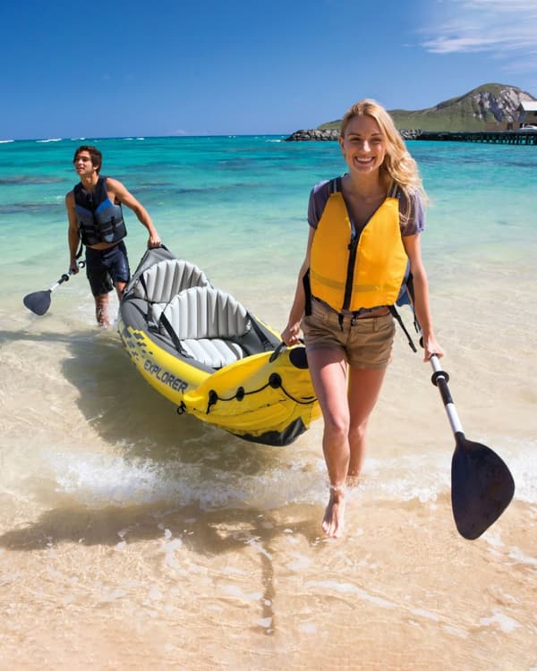 Oppustelig kajak Explorer K2 til 2 personer padler + pumpe INTEX 68307