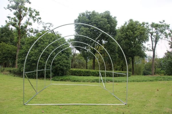 Drivhushavetunnel, 3x2x2 m, multi-sæson, metalramme, hvid folie, 2 indgange