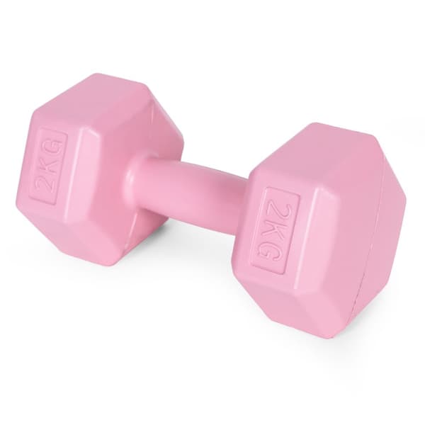 Hex manualer sett 2x2 kg, treningsvekter, fitness belastning, rosa, ModernHome