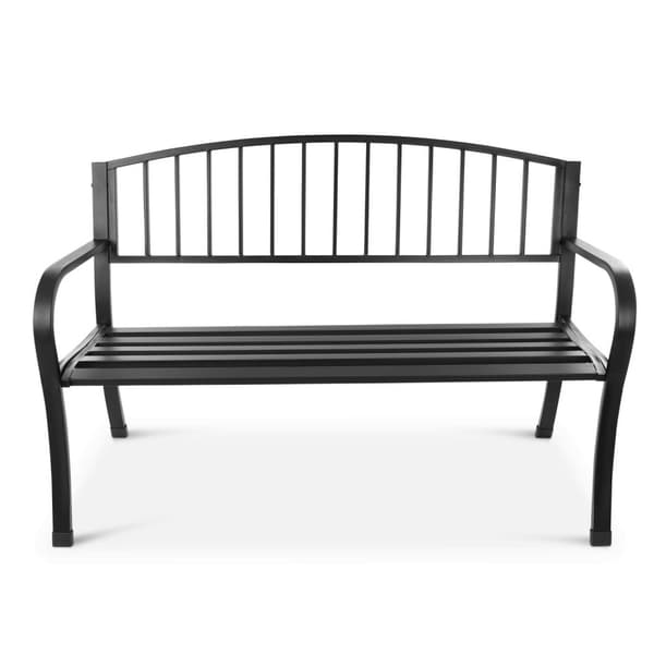 Hagebenk med ryggstøtte, parkbenk for terrasse og balkong, metallkonstruksjon