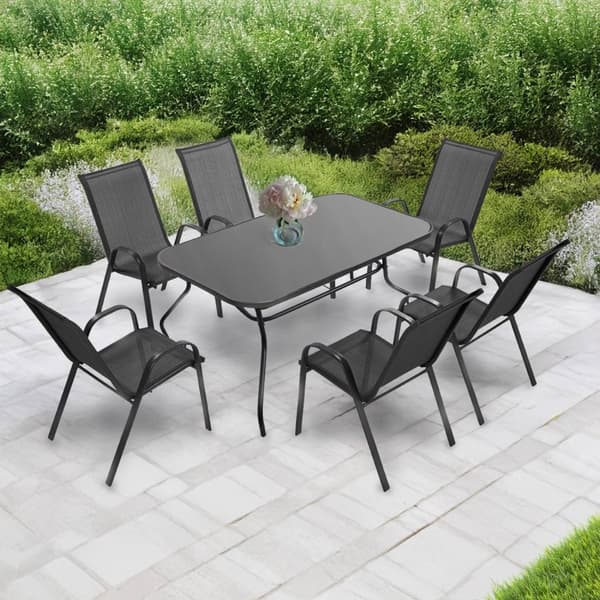 Glashavebord 120x70 cm til terrassehave hærdet glas sort