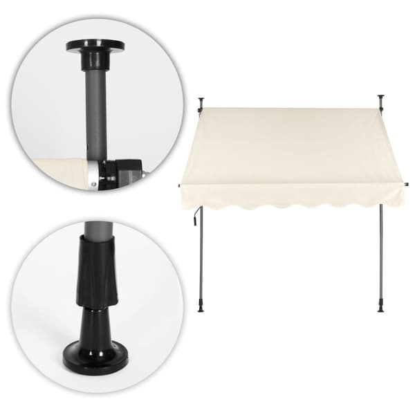 Parvekkeen aurinkovarjo, korkeussäädettävä, vedenpitävä käsikammen Beige MultiGarden