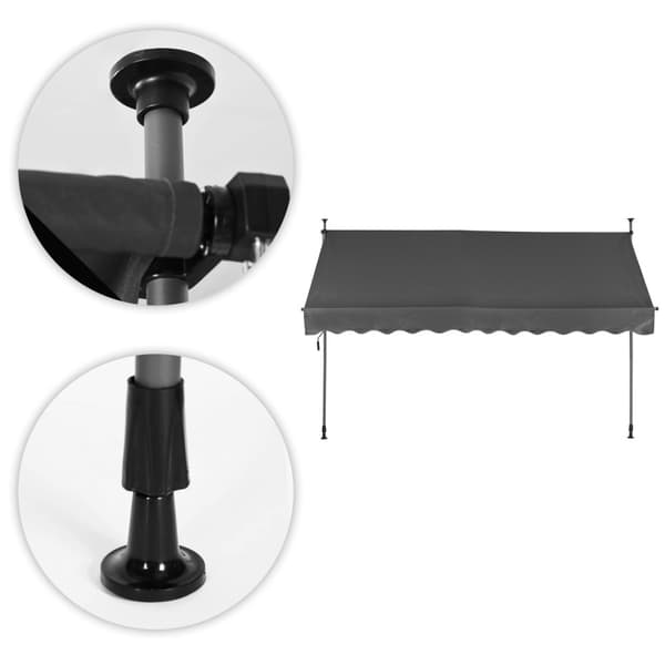 Balkong Solseil Markise 300x120 cm, Høydejusterbar, Vanntett med Håndsveiv Grå MultiGarden