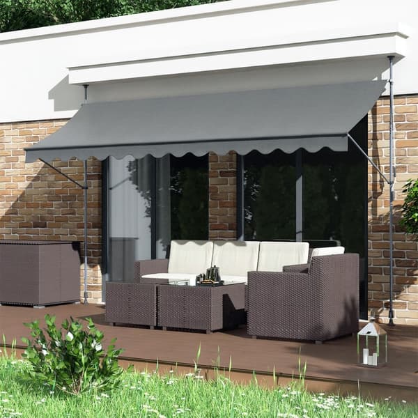 Balkong Solseil Markise 300x120 cm, Høydejusterbar, Vanntett med Håndsveiv Grå MultiGarden