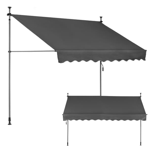Balkong Solseil Markise 300x120 cm, Høydejusterbar, Vanntett med Håndsveiv Grå MultiGarden