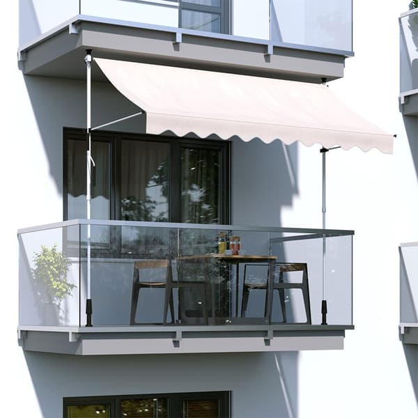 Parvekkeen aurinkovarjo 300x120 cm, korkeussäädettävä, vesitiivis käsikammalla Beige MultiGarden