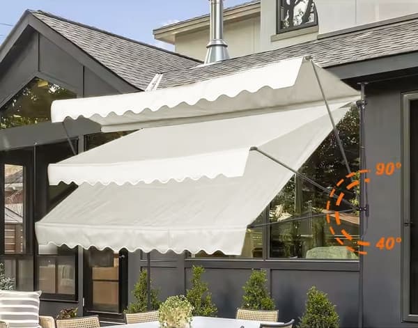 Parvekkeen aurinkovarjo 300x120 cm, korkeussäädettävä, vesitiivis käsikammalla Beige MultiGarden