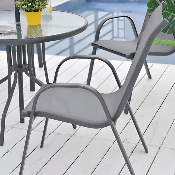 Sett med 4 hagestoler for terrasse eller balkong Grå MultiGarden
