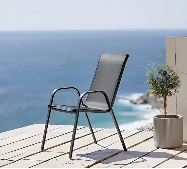Sett med 4 hagestoler for terrasse eller balkong Grå MultiGarden