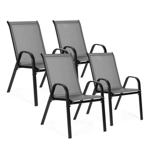 Sett med 4 hagestoler for terrasse eller balkong Grå MultiGarden