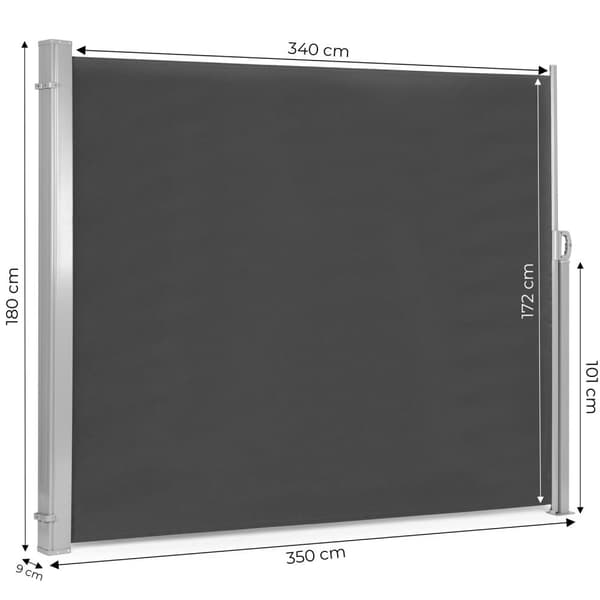 Foldesidemarkise 350x180 cm Privatskærm til have eller terrasse Antracit MultiGarden