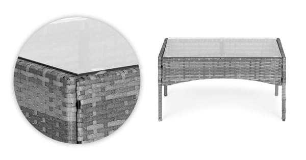 Havemøbelsæt med rattanlignende finish – bænk, bord, stole Grå MultiGarden