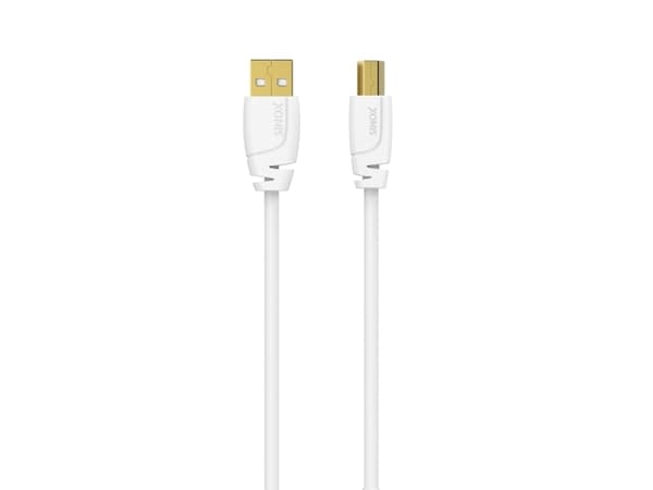Sinox USB 2.0 kabel för skrivare. 3m. Vit