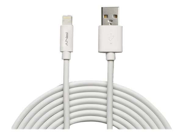 PNY Charge & Sync - Lightning kabel - USB han til Lightning han - 3 m - hvid