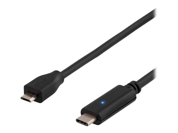 DELTACO - USB-kabel - mikro-USB typ B (hane) till 24 pin USB-C (hane) - USB 2.0 - 1 m - svart