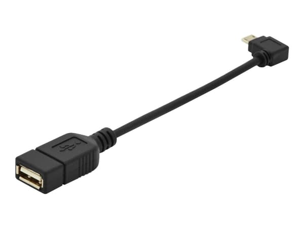 USB-adapter - USB (hona) till mikro-USB typ B (hane) - USB 2.0 OTG - 20 cm - 90° kontakt