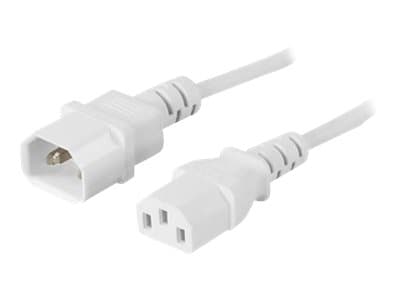 DELTACO - Strømkabel - IEC 60320 C14 til strøm IEC 60320 C13 - 250 V - 10 A - 3 m - hvit
