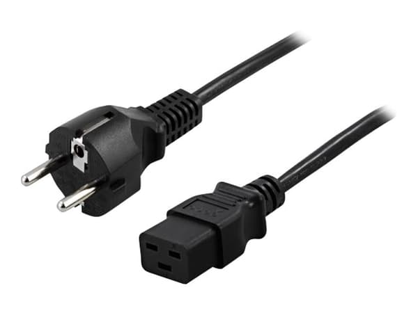 DELTACO DEL-109TA - Strømkabel - strøm CEE 7/7 (han) lige til IEC 60320 C19 lige - AC 250 V - 16 A