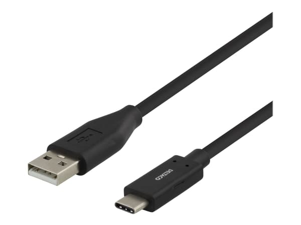 DELTACO USBC-1004M - USB-kabel - USB-C (hann) til USB (hann) - USB 2.0 - 3 A - 1 m - svart