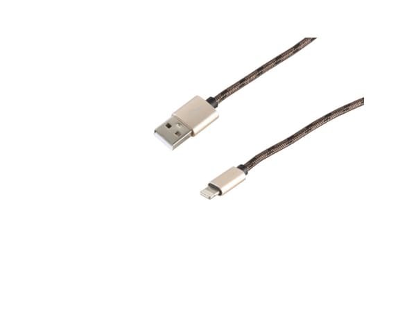 S-Conn 14-50078, 0,9 m, Lightning, USB A, brun, rett, rett