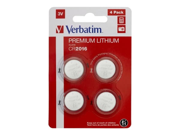 Verbatim - Batteri 4 x CR2016 - Li