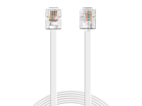 Sandberg - Telefonledningskabel - RJ-11 hane till RJ-11 hane - 5 m - vit