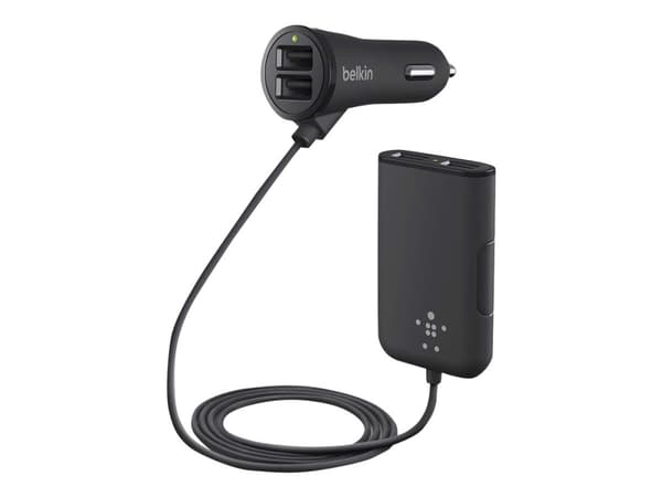 Belkin Road Rockstar - Strømadapter til bil - 36 Watt - 7,2 A - 4 udgangsstik (USB) - sort