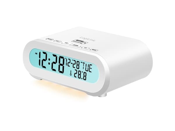 Clockradio Temp/fugtighed USB-C/Batteridrift Hvid